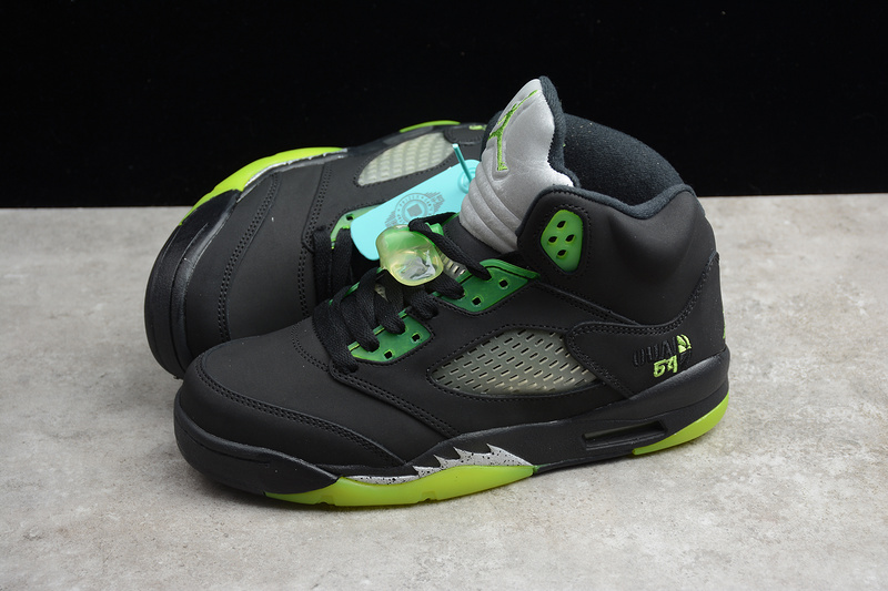 Gz Air Jordan 5 Retro Og Quai 54 Black/Fluorescent Green 5