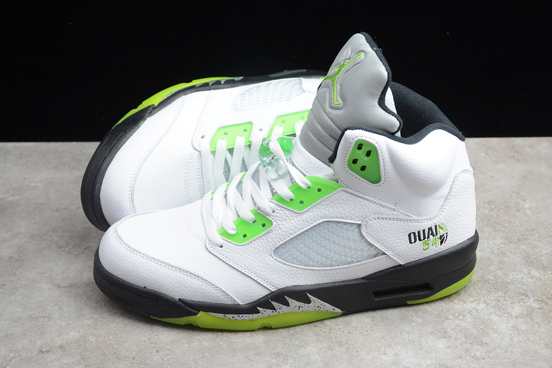 Gz Air Jordan 5 Retro Quai 54 White/Black-Metallic Silver-Radiant Green 13