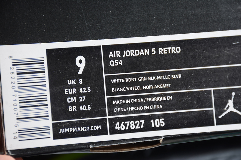 Gz Air Jordan 5 Retro Quai 54 White/Black-Metallic Silver-Radiant Green 17