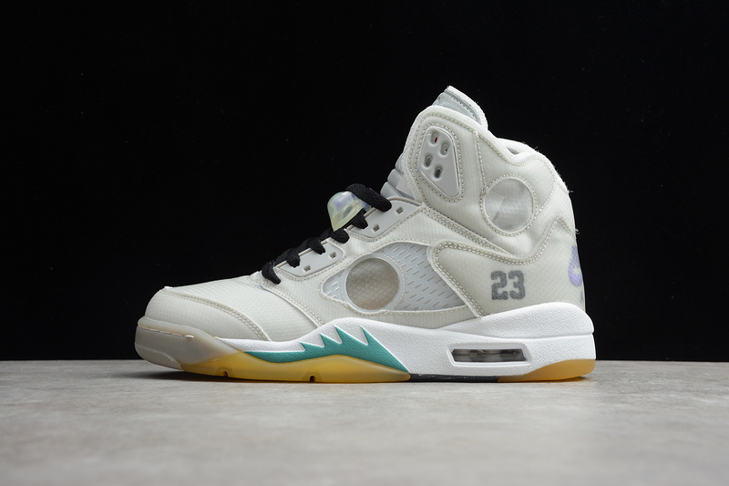 Ow X Air Jordan 5 Grey/Green-White 23