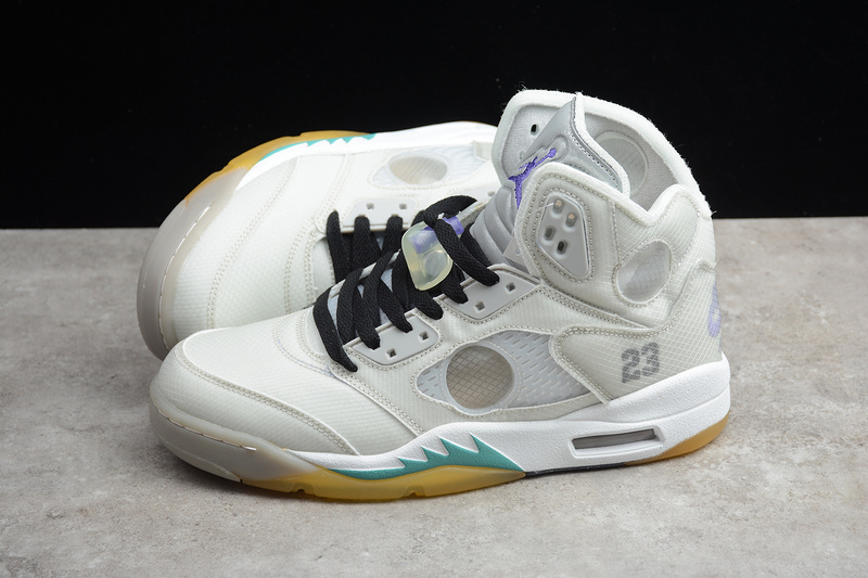 Ow X Air Jordan 5 Grey/Green-White 31