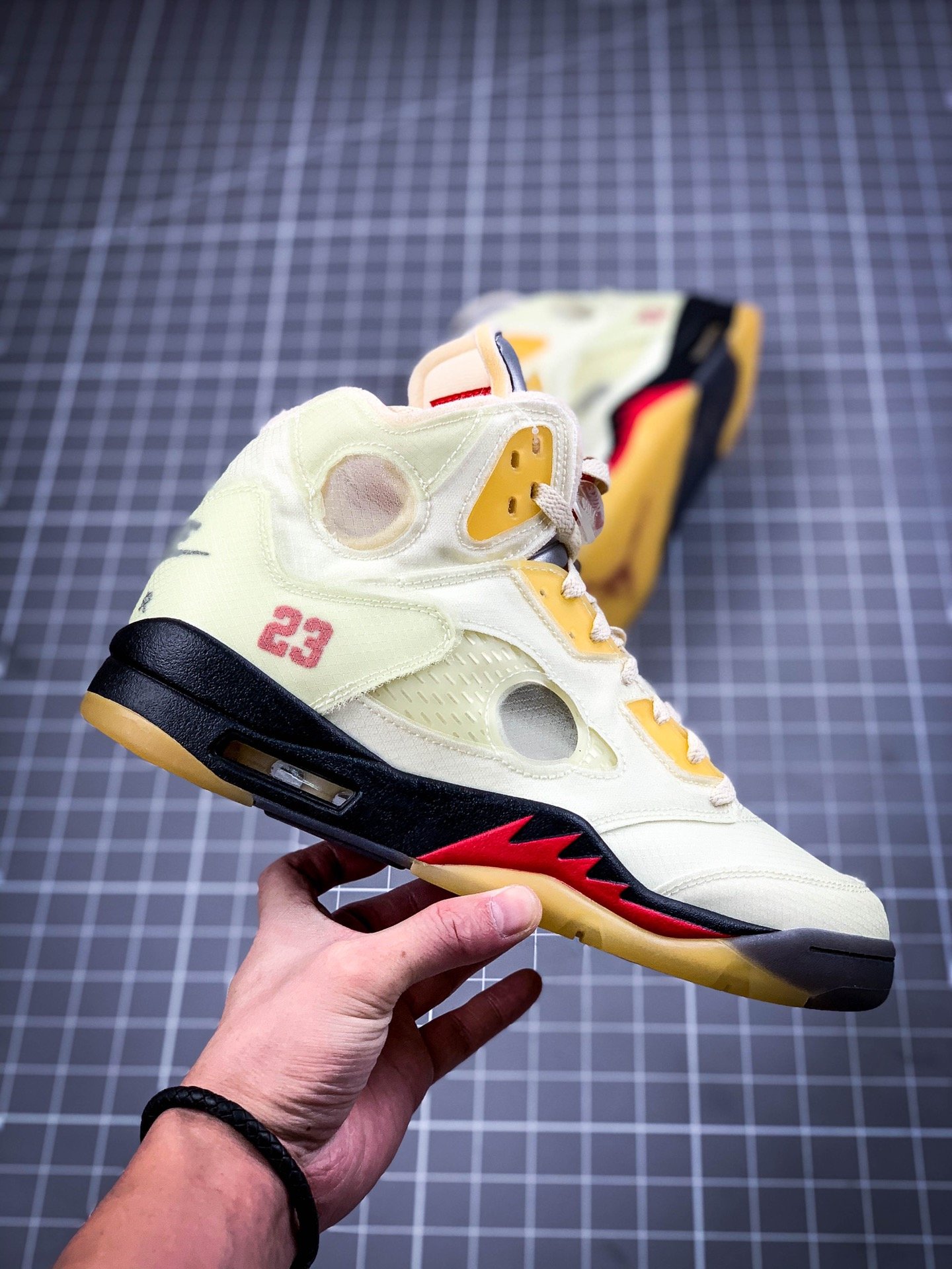 Ow X Air Jordan 5 White/Fire Red/Yellow 3