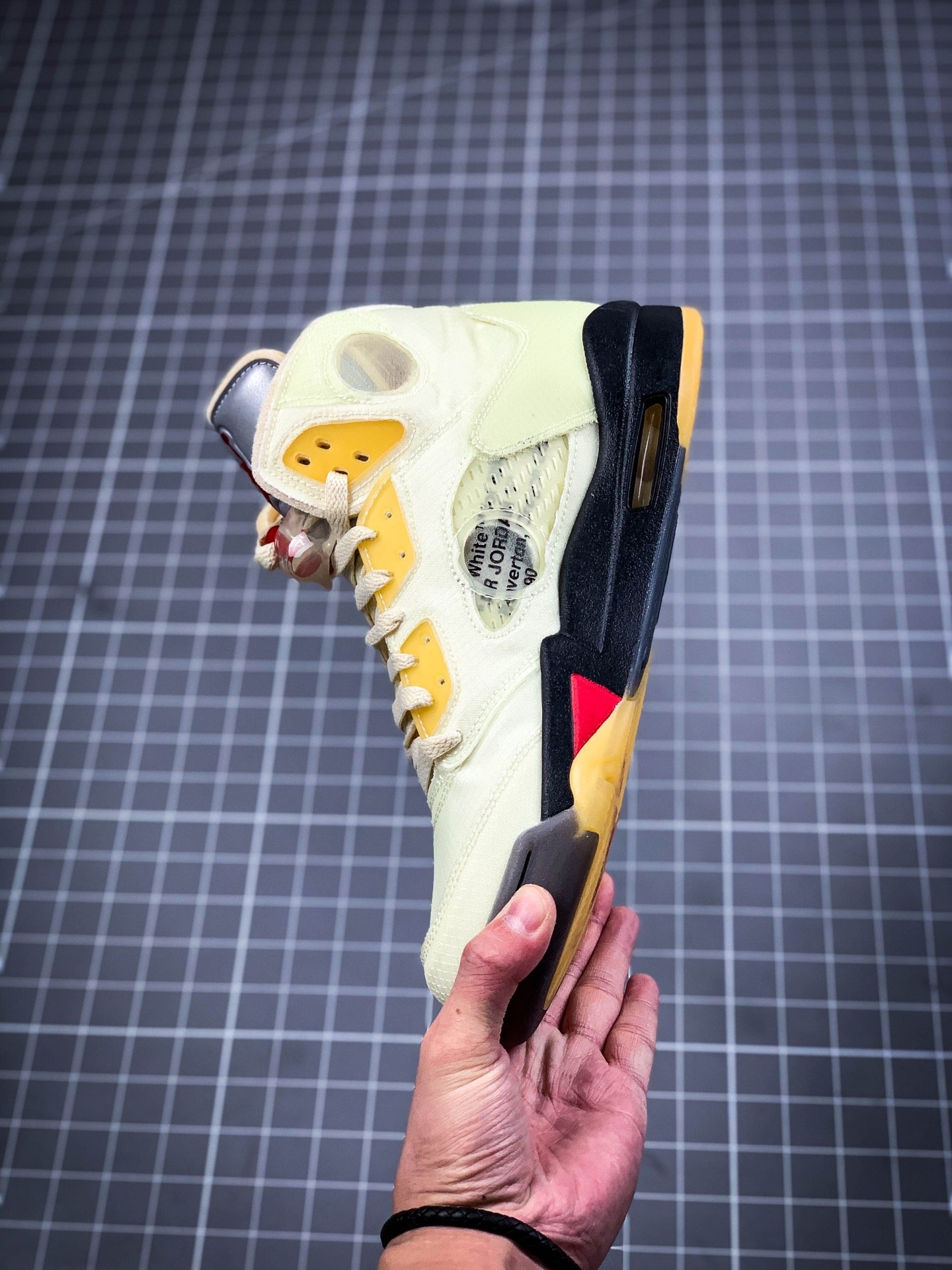 Ow X Air Jordan 5 White/Fire Red/Yellow 5