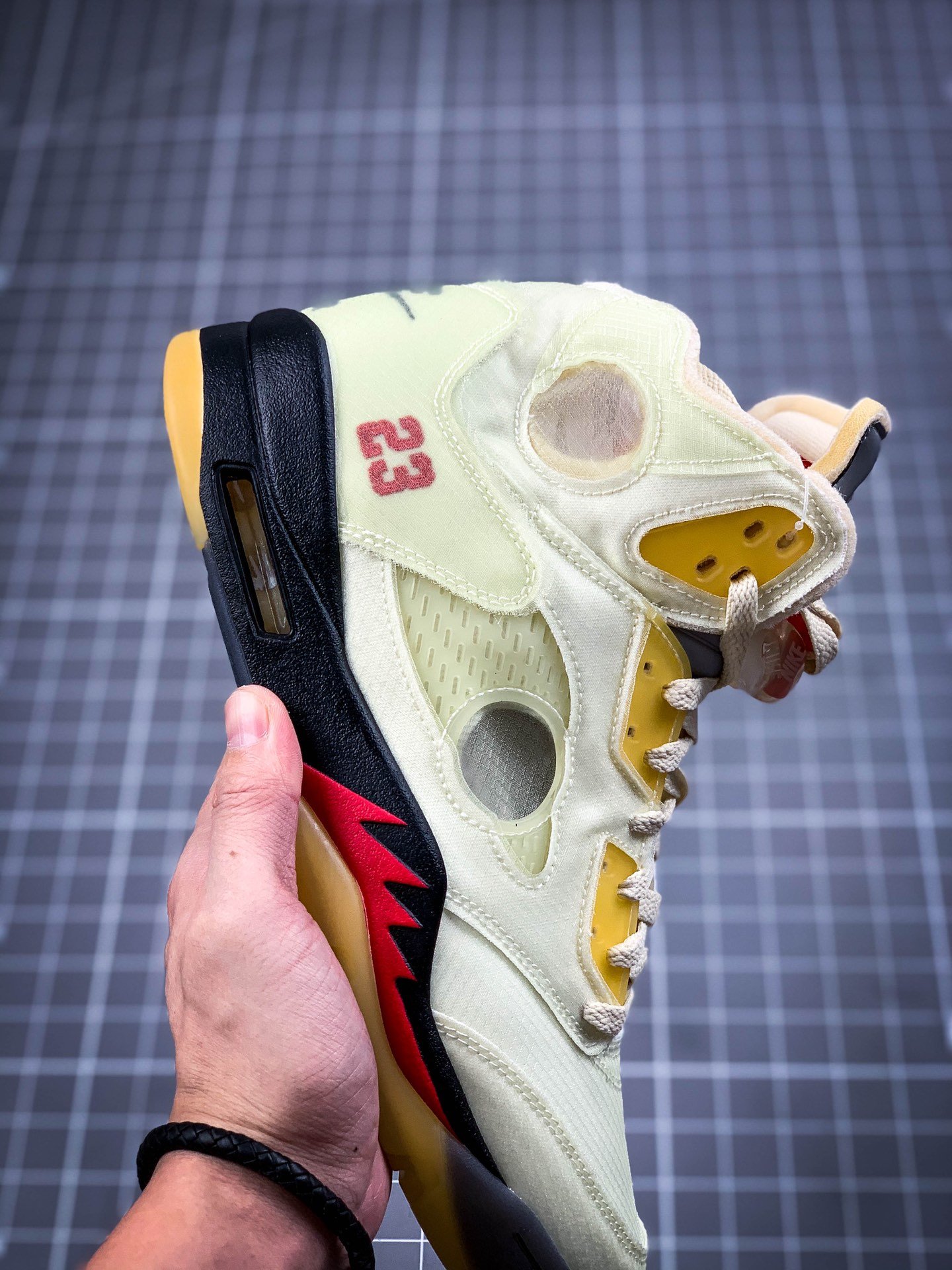 Ow X Air Jordan 5 White/Fire Red/Yellow 11