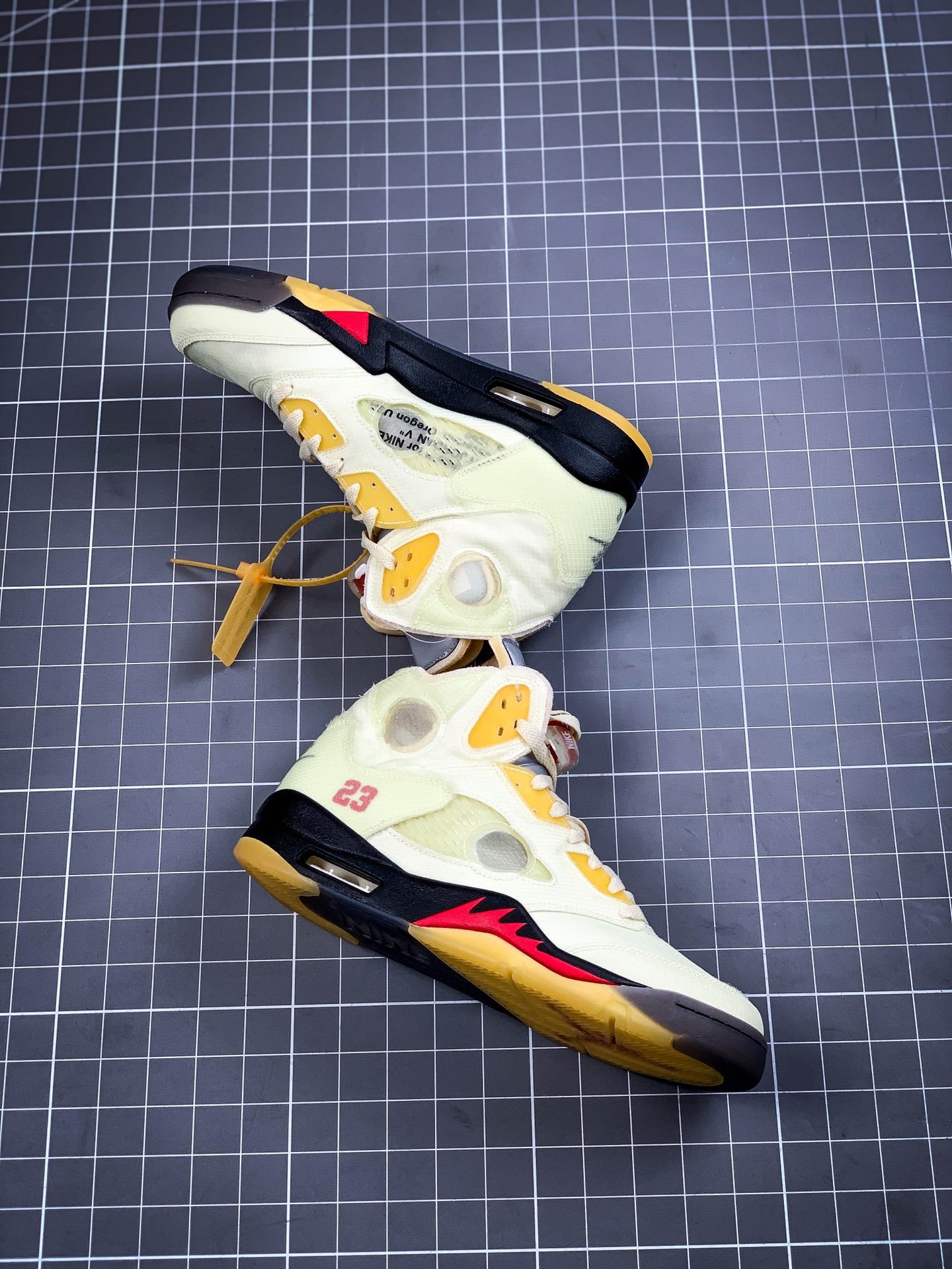 Ow X Air Jordan 5 White/Fire Red/Yellow 13