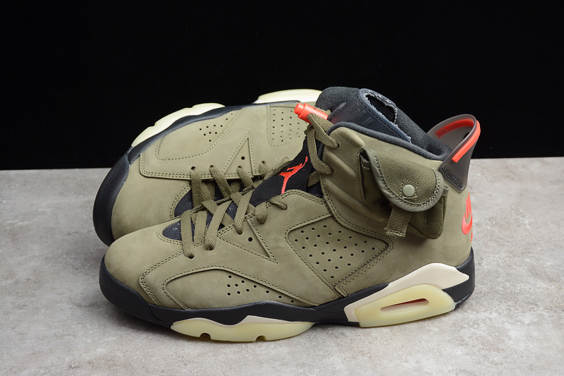 Cj Air Jordan 6 Retro Travis Scott Medium Olive/Black/Red 9