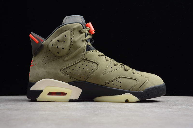 Cj Air Jordan 6 Retro Travis Scott Medium Olive/Black/Red 13