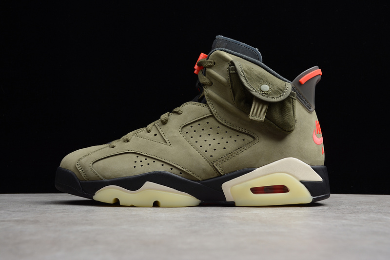 Cj Air Jordan 6 Retro Travis Scott Medium Olive/Black/Red 25