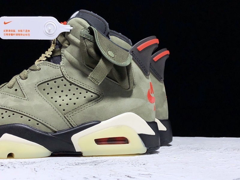 H12 Travis Scott X Air Jordan 6 Medium Olive/Black/Red 7