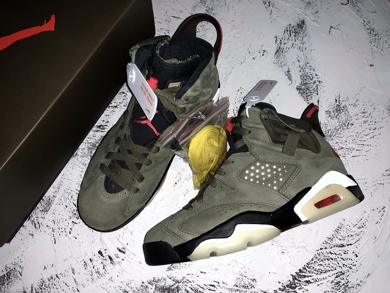 H12 Travis Scott X Air Jordan 6 Medium Olive/Black/Red 11