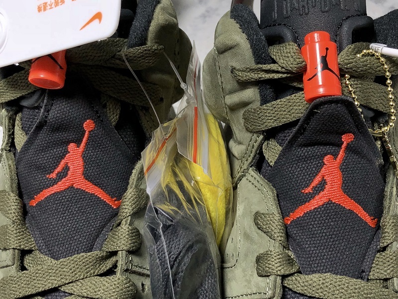 H12 Travis Scott X Air Jordan 6 Medium Olive/Black/Red 13