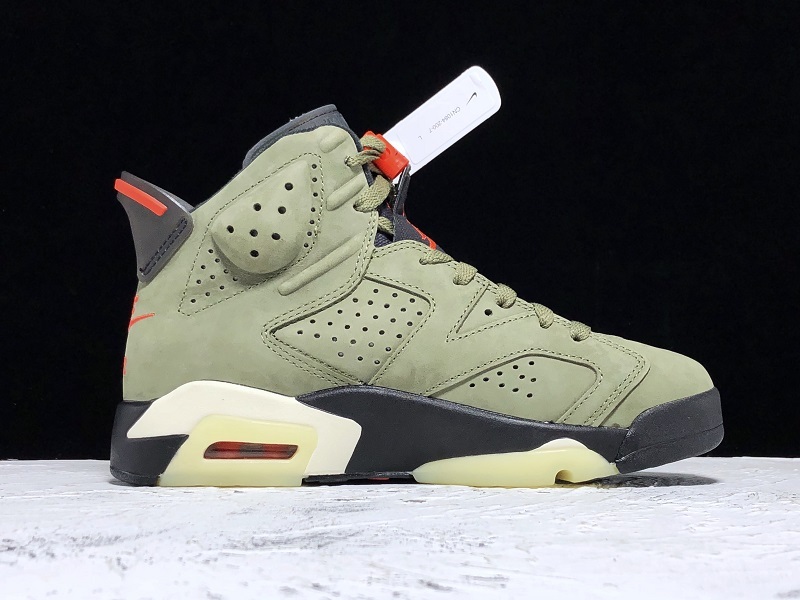 H12 Travis Scott X Air Jordan 6 Medium Olive/Black/Red 15