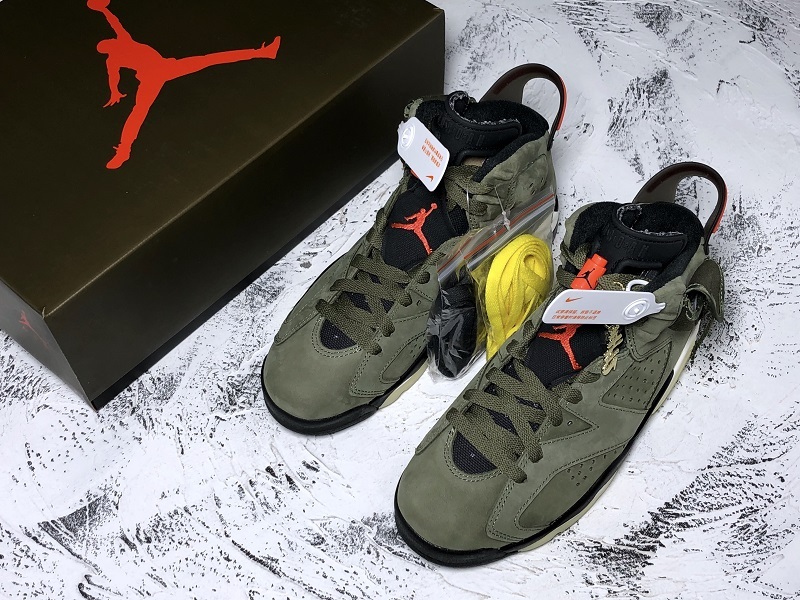 H12 Travis Scott X Air Jordan 6 Medium Olive/Black/Red 19