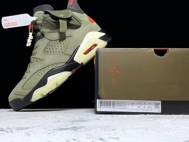 H12 Travis Scott X Air Jordan 6 Medium Olive/Black/Red 21