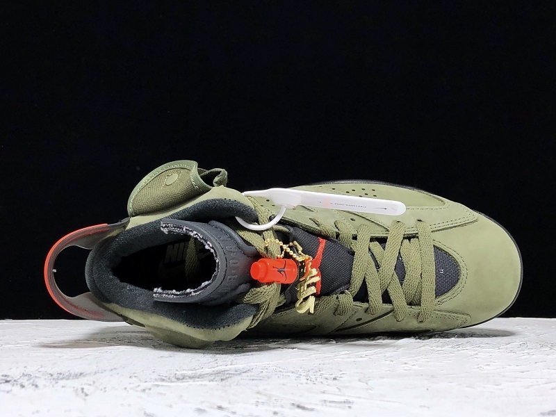 H12 Travis Scott X Air Jordan 6 Medium Olive/Black/Red 33