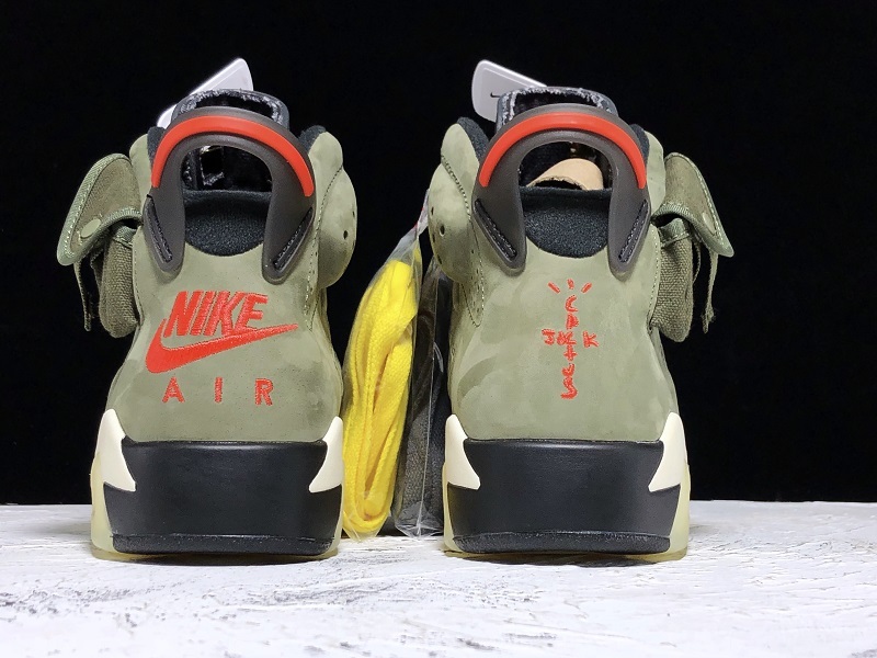 H12 Travis Scott X Air Jordan 6 Medium Olive/Black/Red 39