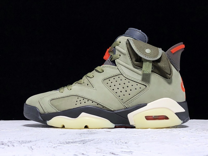 Pk Travis Scott X Air Jordan 6 Medium Olive/Black/University Red 9