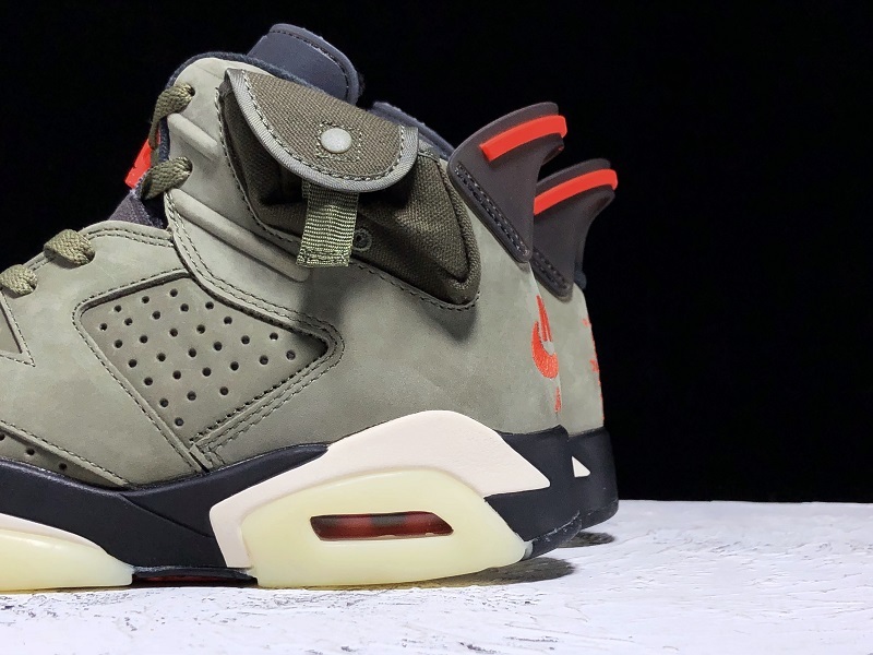 Pk Travis Scott X Air Jordan 6 Medium Olive/Black/University Red 11