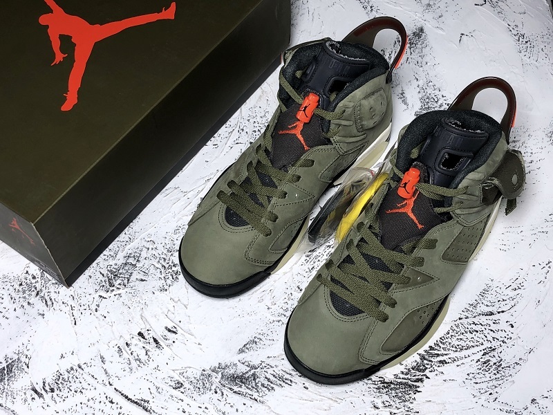 Pk Travis Scott X Air Jordan 6 Medium Olive/Black/University Red 15