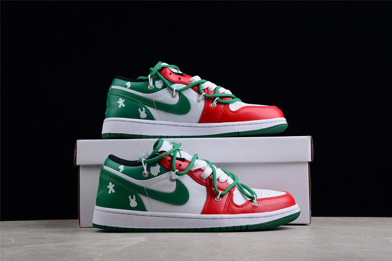 Air Jordan 1 Low Christmas White/Lucky Green/Red 3