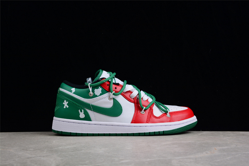 Air Jordan 1 Low Christmas White/Lucky Green/Red 35