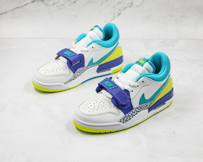 Just Don X Jordan Legacy 312 Low White/Ultramarine-Neon Yellow-Aquamarine 3