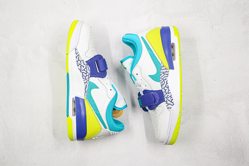 Just Don X Jordan Legacy 312 Low White/Ultramarine-Neon Yellow-Aquamarine 5