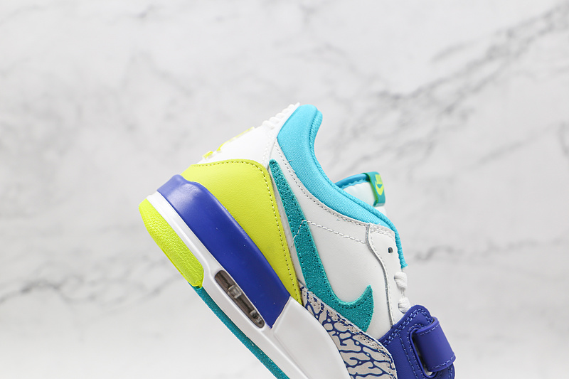 Just Don X Jordan Legacy 312 Low White/Ultramarine-Neon Yellow-Aquamarine 7