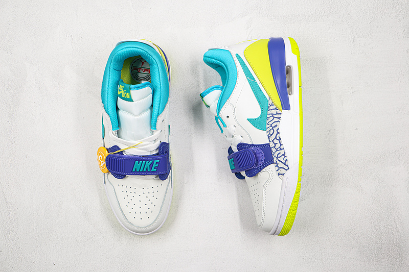 Just Don X Jordan Legacy 312 Low White/Ultramarine-Neon Yellow-Aquamarine 15