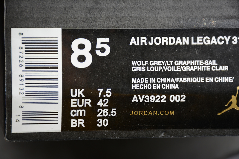 Air Jordan Legacy 312 Wolf Grey/White/Black 9