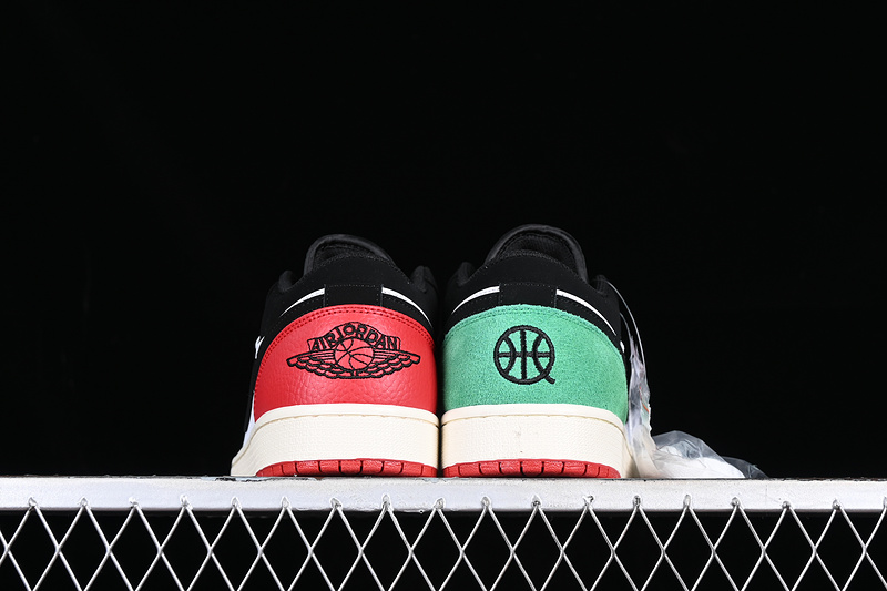 Air Jordan 1 Low Quai 54 Black/White/Green/Red 9