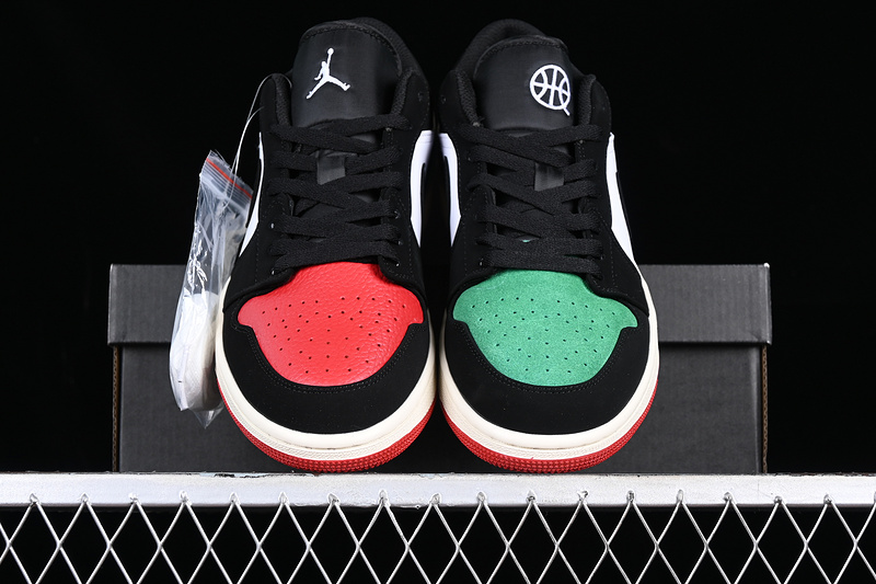 Air Jordan 1 Low Quai 54 Black/White/Green/Red 23