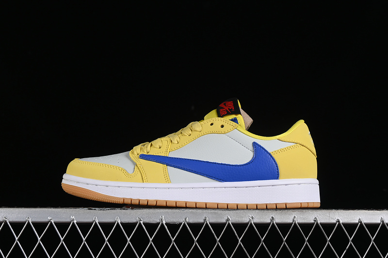 Travis Scott Air Jordan 1 Low Og Canary/Racer Blue/Light Silver/Gum Medium Brown 31