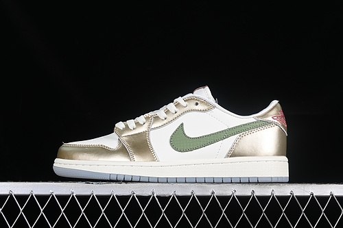 Air Jordan 1 Retro Low Og Sail/Oil Green/Metallic Gold Grain/Saturn Gold/Cedar 7