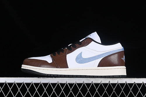 Air Jordan 1 Low White/Black/Blue/Brown 3