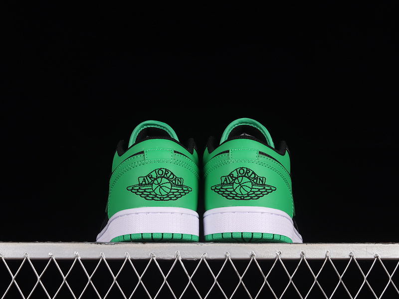 Air Jordan 1 Low Black/Black-Lucky Green-White 13