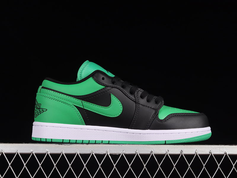 Air Jordan 1 Low Black/Black-Lucky Green-White 21