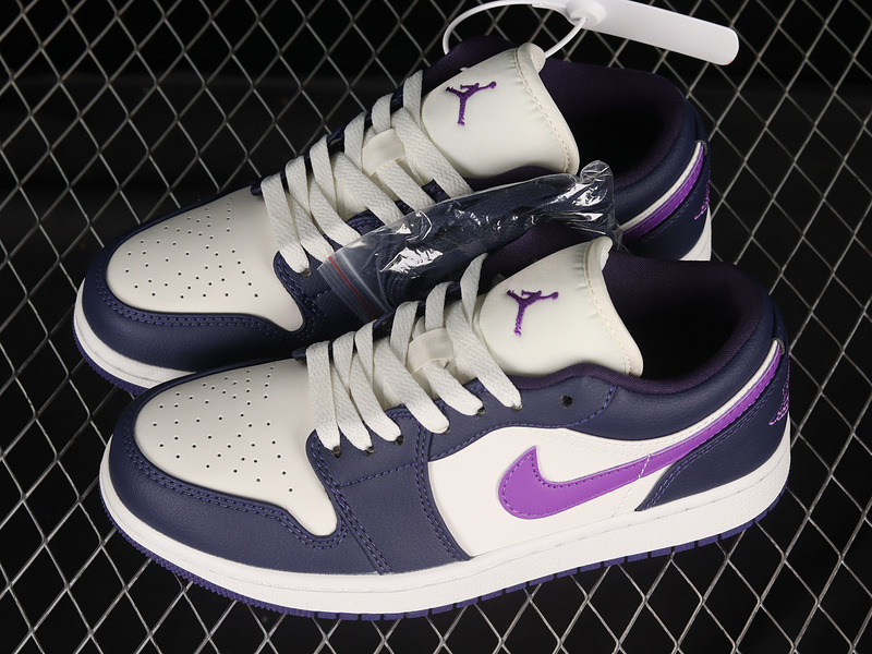 Air Jordan 1 Low White/Black/Purple 9