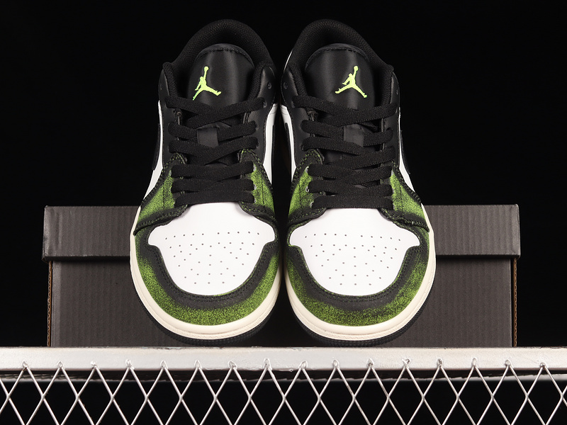 Air Jordan 1 Low Se Wear-Away Black/Electric Green/White/Sail 15