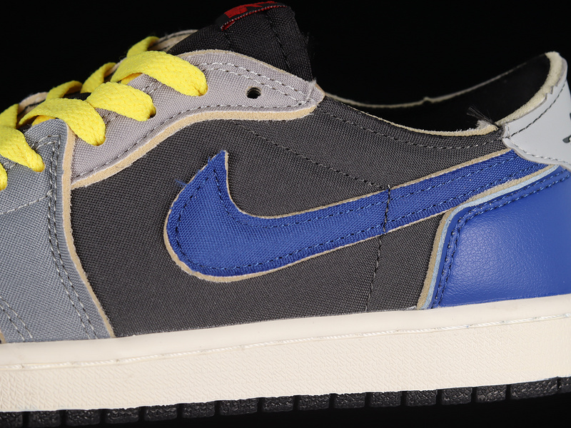 Air Jordan 1 Retro Low Og Black/Dark Smoke Grey/Dark Blue-Yellow 5