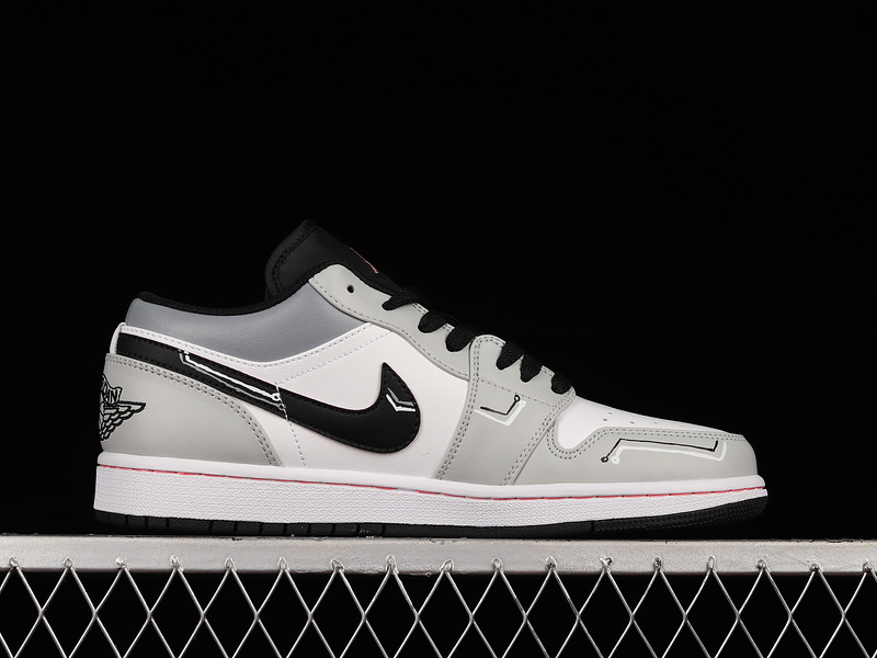 Air Jordan 1 Low White/Light Grey/Black 19