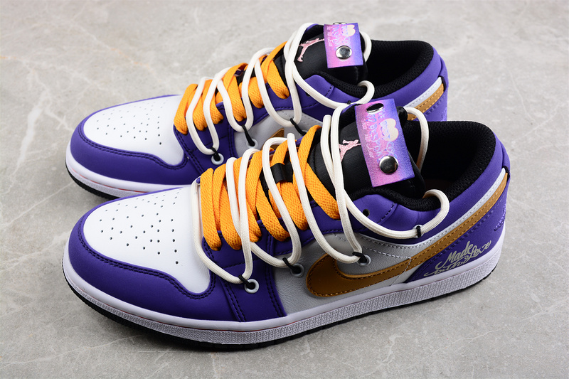 Air Jordan 1 Low White/Purple/Yellow 7