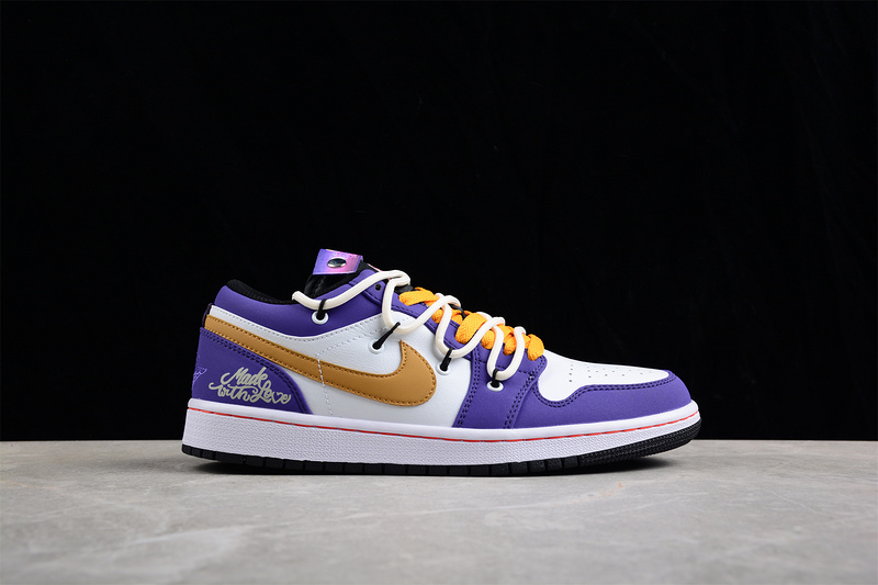 Air Jordan 1 Low White/Purple/Yellow 13