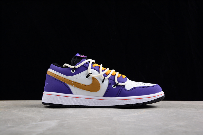 Air Jordan 1 Low White/Purple/Yellow 17