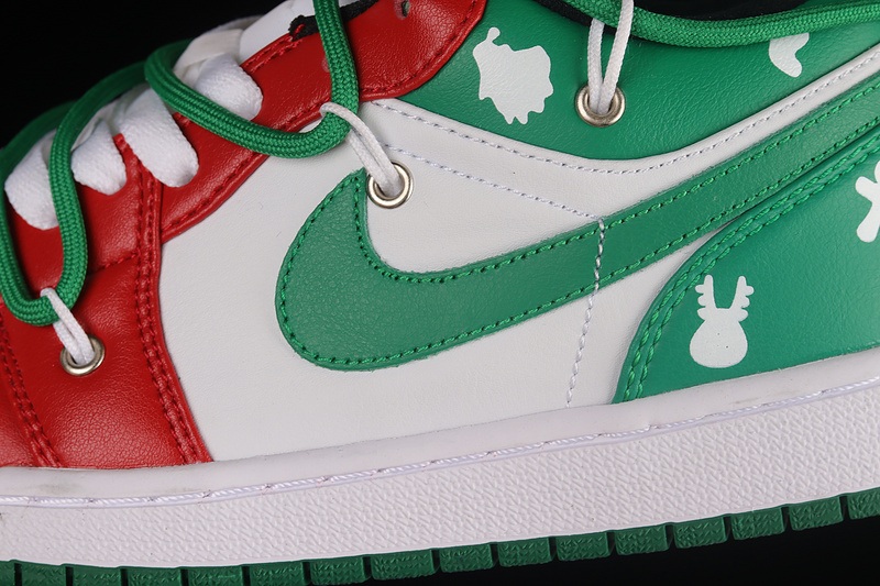 Air Jordan 1 Low White/Green/Red 3