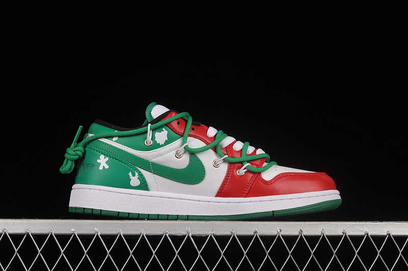 Air Jordan 1 Low White/Green/Red 9