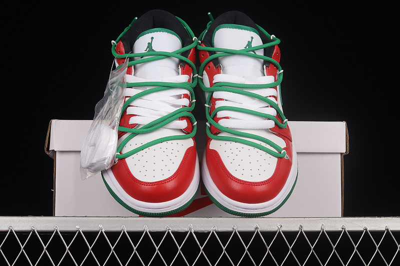 Air Jordan 1 Low White/Green/Red 19