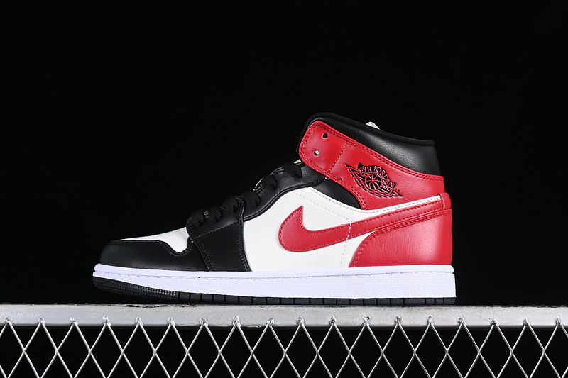 Air Jordan 1 Mid Black Toe Sail/Off Noir/White/Gym Red 11