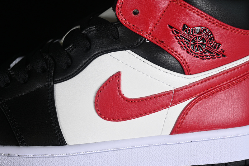 Air Jordan 1 Mid Black Toe Sail/Off Noir/White/Gym Red 15