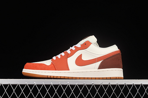 Air Jordan 1 Low White/Orange/Brown 3